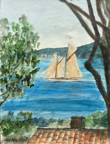 Painting titled "Schooner Sunshine i…" by Henohut De Zhery, Original Artwork, Watercolor