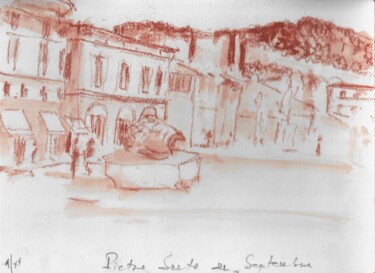 "Pietrasanta Toscana…" başlıklı Tablo Hénohut De Zhéry tarafından, Orijinal sanat, Tebeşir