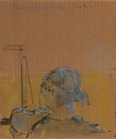 Drawing titled "Jeune femme au viol…" by Henohut De Zhery, Original Artwork, Chalk