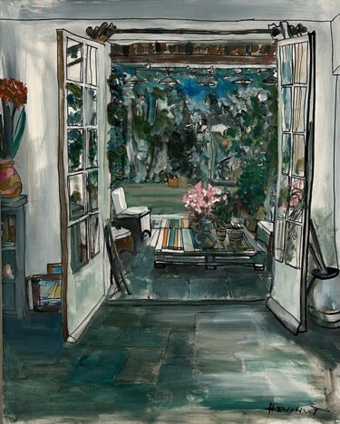 Malerei mit dem Titel "Window and Escaping…" von Hénohut De Zhéry, Original-Kunstwerk, Acryl