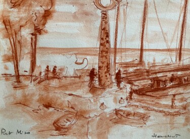 Drawing titled "Montée des eaux à S…" by Hénohut De Zhéry, Original Artwork, Chalk