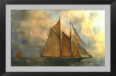 Digital Arts titled "Schooner, end of re…" by Henohut, Original Artwork