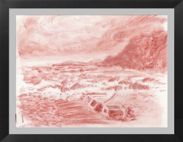 Dessin intitulée "La plage Mala par v…" par Henohut, Œuvre d'art originale