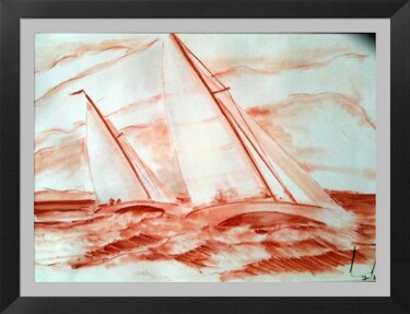 Drawing titled "Deux sloops tribord" by Henohut, Original Artwork, Chalk