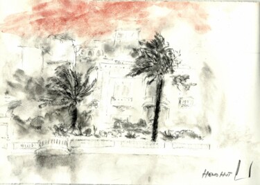Drawing titled "Villa Les Mouettes…" by Henohut, Original Artwork, Charcoal