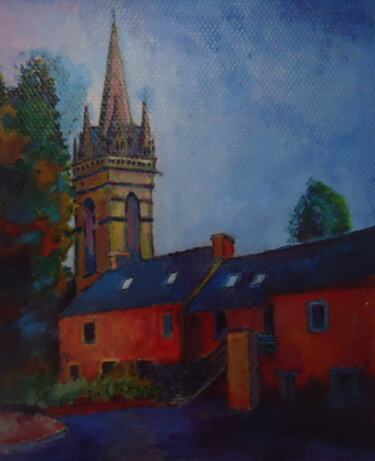 Malerei mit dem Titel "Eglise en Bretagne" von Enrico El Nomado Dit El Gréco, Original-Kunstwerk, Acryl