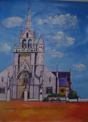 Painting titled "Eglise de GUERLESQU…" by Enrico El Nomado Dit El Gréco, Original Artwork, Acrylic