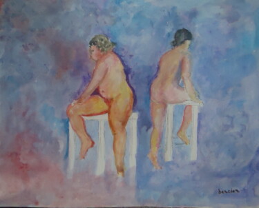 Painting titled "LES 2 TABOURETS" by Enrico El Nomado Dit El Gréco, Original Artwork, Acrylic