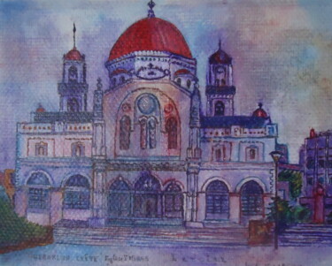 Painting titled "EGLISE ST MINAS HER…" by Enrico El Nomado Dit El Gréco, Original Artwork, Acrylic