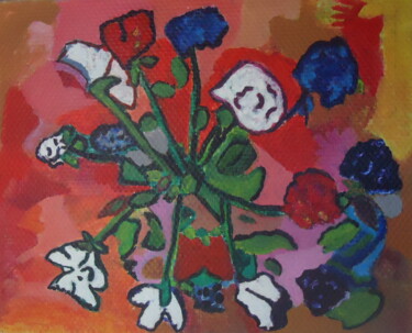 Painting titled "FLEURS" by Enrico El Nomado Dit El Gréco, Original Artwork, Acrylic