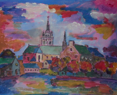 Painting titled "VILLAGE EN BRETAGNE" by Enrico El Nomado Dit El Gréco, Original Artwork, Acrylic