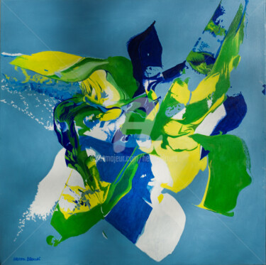 Painting titled "OPUS 340" by Henri Blouet, Original Artwork, Oil Mounted on Wood Stretcher frame