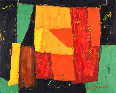 Peinture intitulée "Composition 4" par Henri Borowski, Œuvre d'art originale, Huile Monté sur Châssis en bois