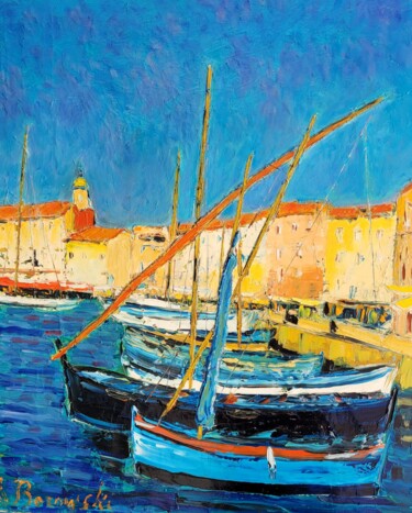 Pintura titulada "Saint-Tropez s'évei…" por Henri Borowski, Obra de arte original, Oleo Montado en Bastidor de camilla de ma…