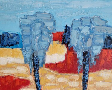 Картина под названием "Deux eucalyptus" - Henri Borowski, Подлинное произведение искусства, Масло Установлен на Деревянная р…