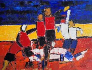 Peinture intitulée "Raz de marée en rou…" par Henri Borowski, Œuvre d'art originale, Huile Monté sur Châssis en bois