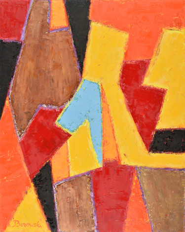 Peinture intitulée "Composition 21" par Henri Borowski, Œuvre d'art originale, Huile Monté sur Châssis en bois