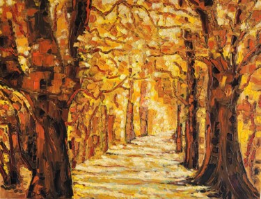Malerei mit dem Titel "Forêt de chênes de…" von Henri Borowski, Original-Kunstwerk, Öl