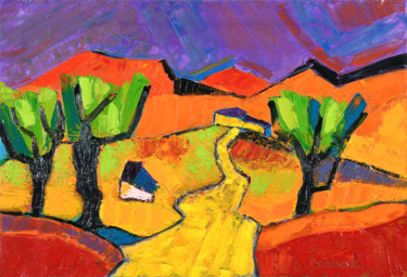 Peinture intitulée "Nature de Provence" par Henri Borowski, Œuvre d'art originale, Huile Monté sur Châssis en bois