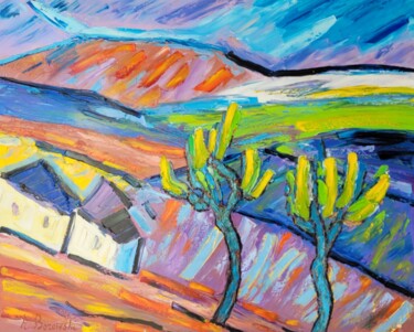Ζωγραφική με τίτλο "couleurs paysage du…" από Henri Borowski, Αυθεντικά έργα τέχνης, Λάδι Τοποθετήθηκε στο Ξύλινο φορείο σκε…