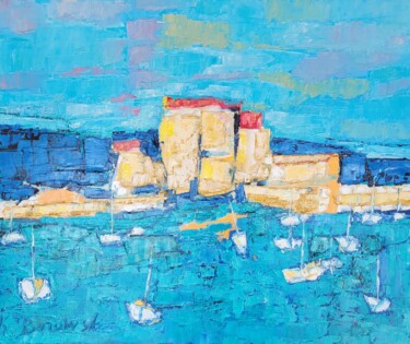 Peinture intitulée "pointus port saint…" par Henri Borowski, Œuvre d'art originale, Huile