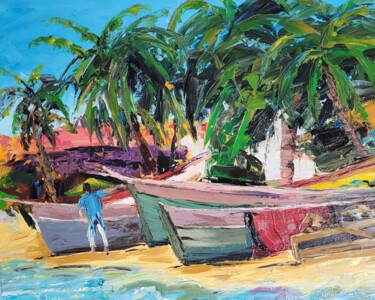 Peinture intitulée "Les Antilles" par Henri Borowski, Œuvre d'art originale, Huile Monté sur Châssis en bois