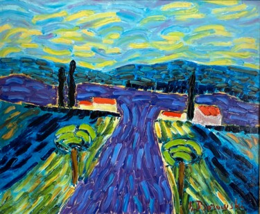 Painting titled "Lavande en Haute-Pr…" by Henri Borowski, Original Artwork, Oil