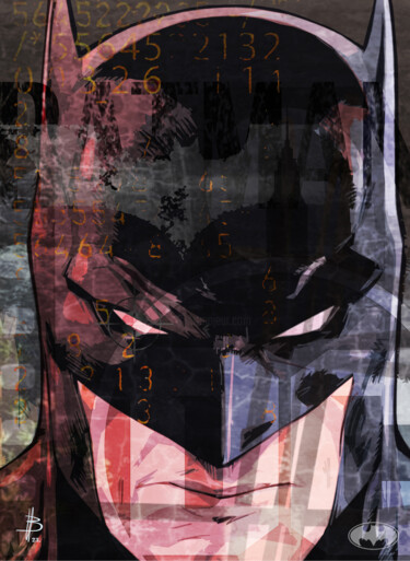 Digital Arts titled "BATMAN 01" by Henri Brune, Original Artwork, Digital Painting Mounted on Aluminium