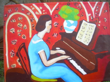 Peinture intitulée "la-petite-pianiste.…" par Henri Cosso, Œuvre d'art originale, Huile