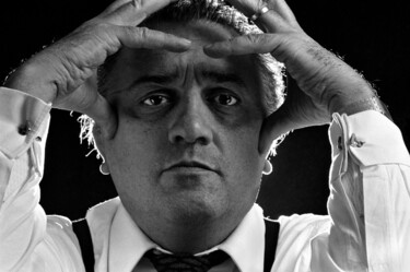 "F. Fellini - Tirage…" başlıklı Fotoğraf Henri Dauman tarafından, Orijinal sanat, Fotoşopsuz fotoğraf Alüminyum üzerine mont…