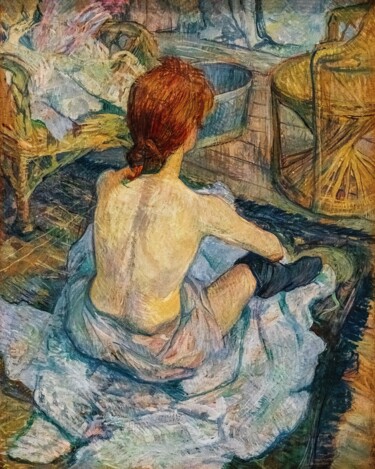 Schilderij getiteld "Rousse" door Henri De Toulouse-Lautrec, Origineel Kunstwerk, Olie