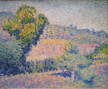 Pintura intitulada "La maison rose" por Henri-Edmond Cross, Obras de arte originais, Óleo