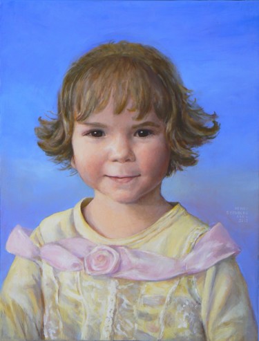 Peinture intitulée "Portrait fillette b…" par Henri Eisenberg, Œuvre d'art originale, Acrylique