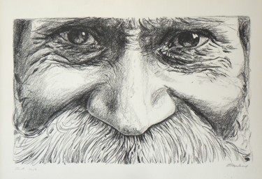 Printmaking titled "La Moustache" by Henri Eisenberg, Original Artwork, Lithography