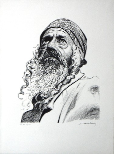 Printmaking titled "Yéménite" by Henri Eisenberg, Original Artwork, Lithography