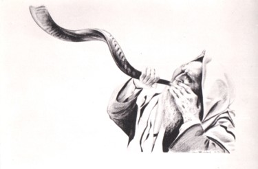 "Shofar" başlıklı Baskıresim Henri Eisenberg tarafından, Orijinal sanat, Litografi