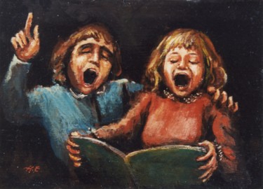 Chanteurs 1 .jpg Peinture intitulée "Chanteurs 1 .jpg" par Henri Eisenberg, Œuvre d'art originale, Acrylique
