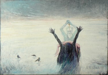 Картина под названием "Le Sacre de l'Hiver" - Henri Eisenberg, Подлинное произведение искусства, Акрил Установлен на Деревян…