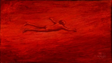 Painting titled "Red Flyer" by Henri Eisenberg, Original Artwork, Acrylic Mounted on Wood Stretcher frame