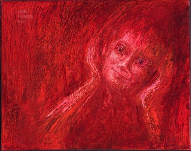 Peinture intitulée "Red Face" par Henri Eisenberg, Œuvre d'art originale, Acrylique