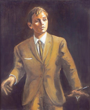 Painting titled "Autoportrait à 22 a…" by Henri Eisenberg, Original Artwork, Oil Mounted on Wood Stretcher frame
