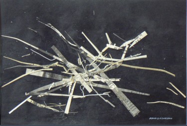 Collagen mit dem Titel "Abstrait 2- Coupure…" von Henri Eisenberg, Original-Kunstwerk, Scherenschnitt Auf Karton montiert
