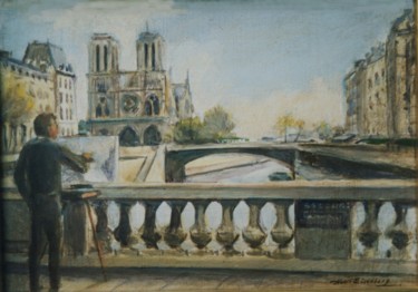 Painting titled "Paris, Notre-Dame v…" by Henri Eisenberg, Original Artwork, Acrylic