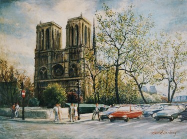 Painting titled "Paris, Notre-Dame d…" by Henri Eisenberg, Original Artwork, Watercolor