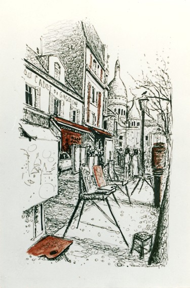 Dessin intitulée "Montmartre." par Henri Eisenberg, Œuvre d'art originale, Encre