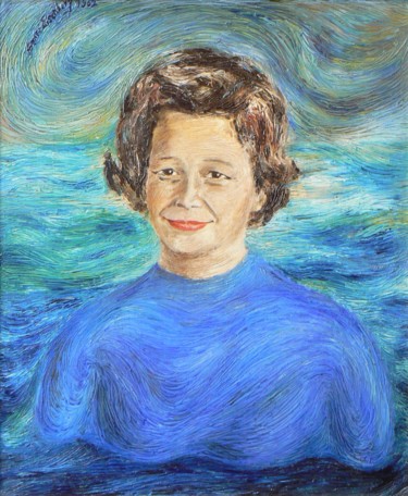 Painting titled "Maman" by Henri Eisenberg, Original Artwork, Oil Mounted on Cardboard