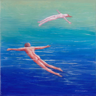 Painting titled "Aquatique" by Henri Eisenberg, Original Artwork, Acrylic Mounted on Wood Stretcher frame