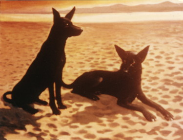 Peinture intitulée "Deux Chiens" par Henri Eisenberg, Œuvre d'art originale, Acrylique Monté sur Châssis en bois