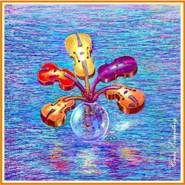 Digital Arts titled "Bouquet Baroque" by Henri Eisenberg, Original Artwork, 2D Digital Work Mounted on Cardboard