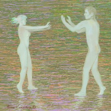 Digital Arts titled "Blind Date" by Henri Eisenberg, Original Artwork, 2D Digital Work Mounted on Cardboard